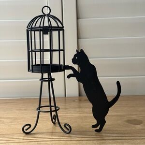 Black Cat Island Creek Trading Metal Bird Cage Candle Tealight Holder Votive 8”
